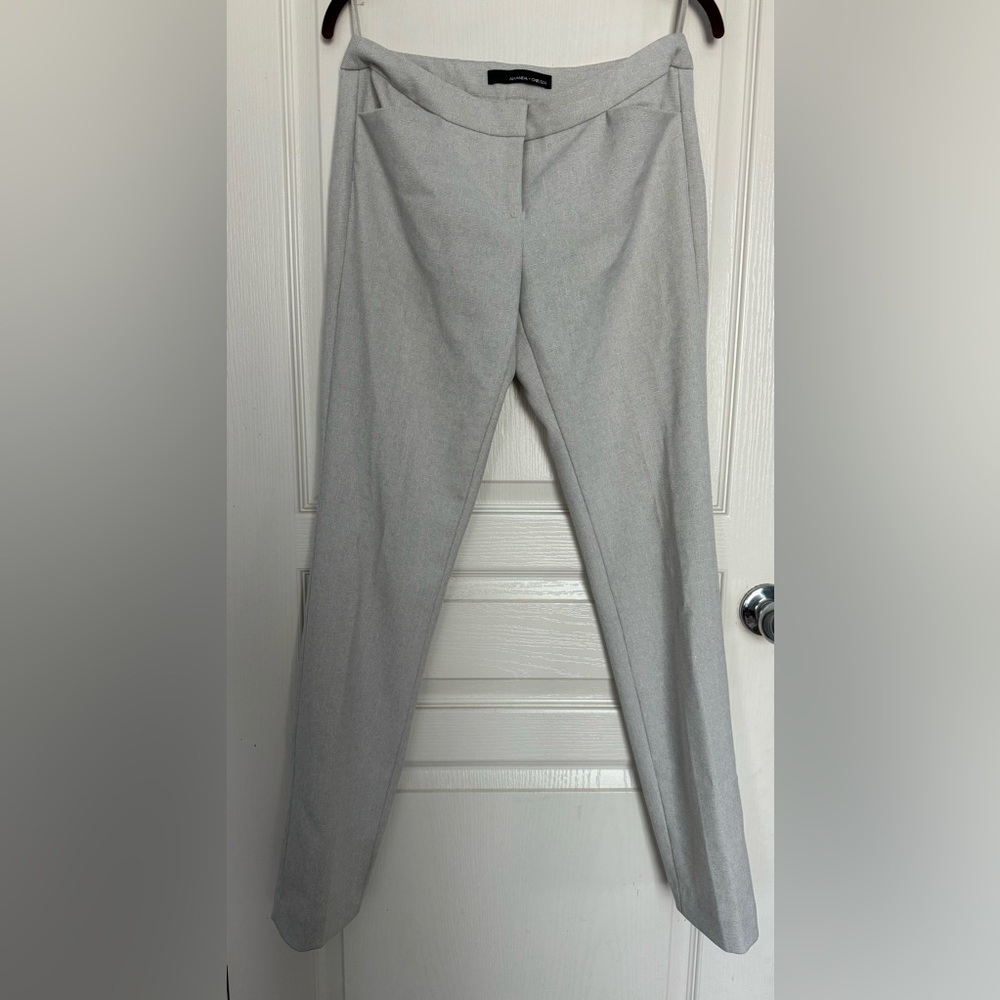 Light Grey Amanda & Chelsea Tweed Pattern Print Womens Tapered Trousers Size 2